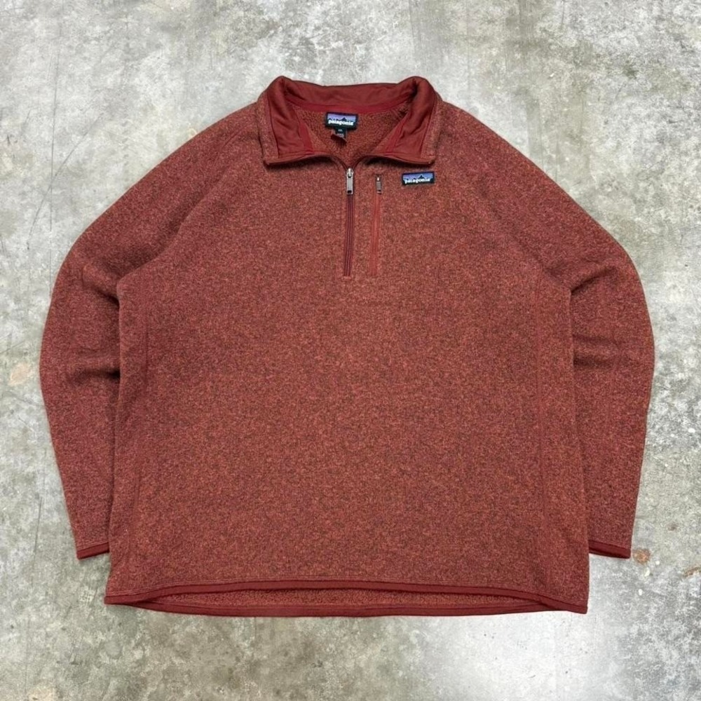 Y2K Patagonia Red Heather Quarter Zip Fleece Pullover Size XXL